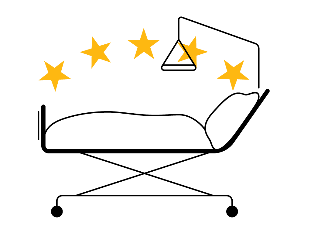 semi-reclining hospital bed with five stars