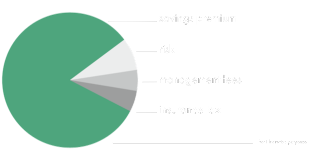 pie chart showing an illustrative breakdown of your premium contributions.