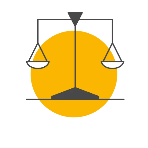 Illustration of the scales of justice.